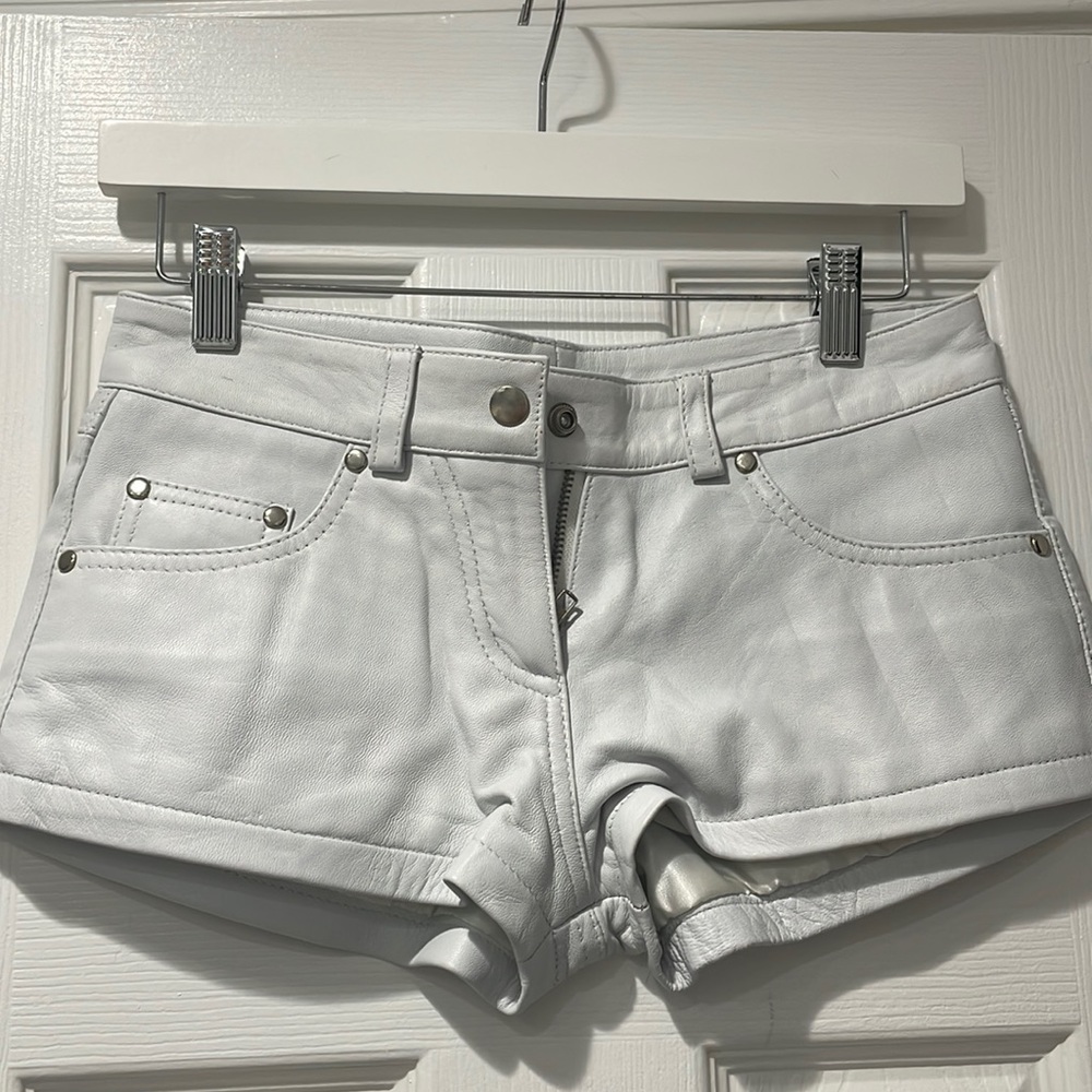 NWOT White Leather Shorts